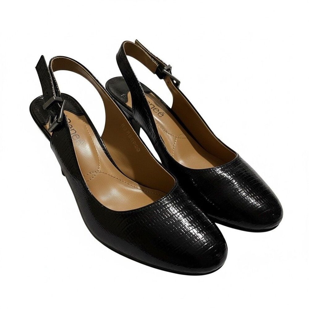 NWOB J.‎ Reneé Malree Black Lizard Print Slingback Pumps – Size 7.5